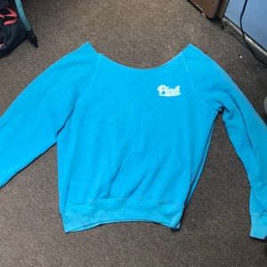 Blue slouchy neckline pullover vs pink